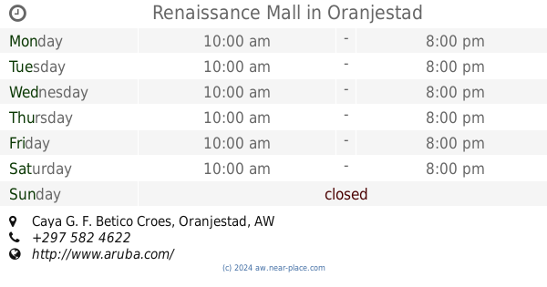 Point of interest nearby Cartier Aruba opening times contacts